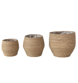 Decorative Woven Seagrass Baskets w/ Plastic Lining