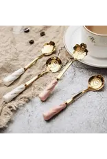 White Ceramic Handle Stainless Steel Dessert Spoon