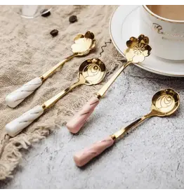 White Ceramic Handle Stainless Steel Dessert Spoon
