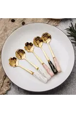 White Ceramic Handle Stainless Steel Dessert Spoon