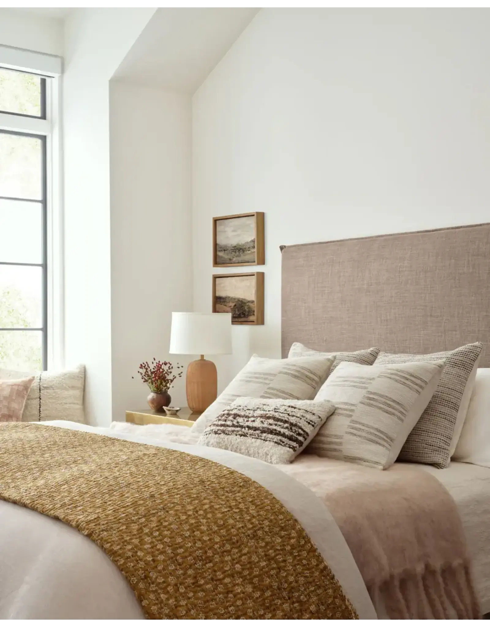 Amber Lewis × Loloi Morro Natural/Grey Pillow, 22x22