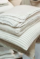Blanket Stitch Wool Blend Throw Oat