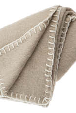 Blanket Stitch Wool Blend Throw Oat