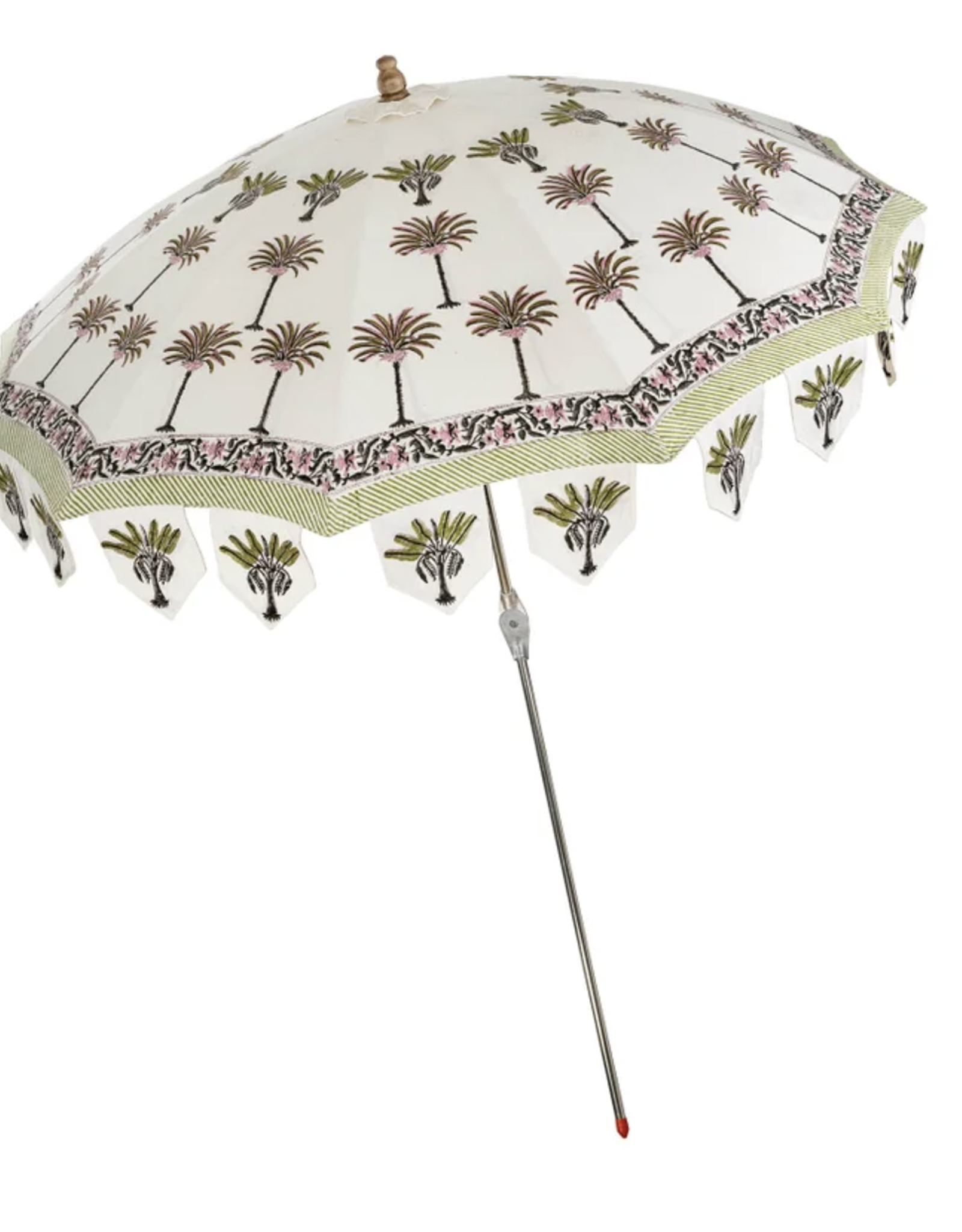 Palms Block Print Parasol Green