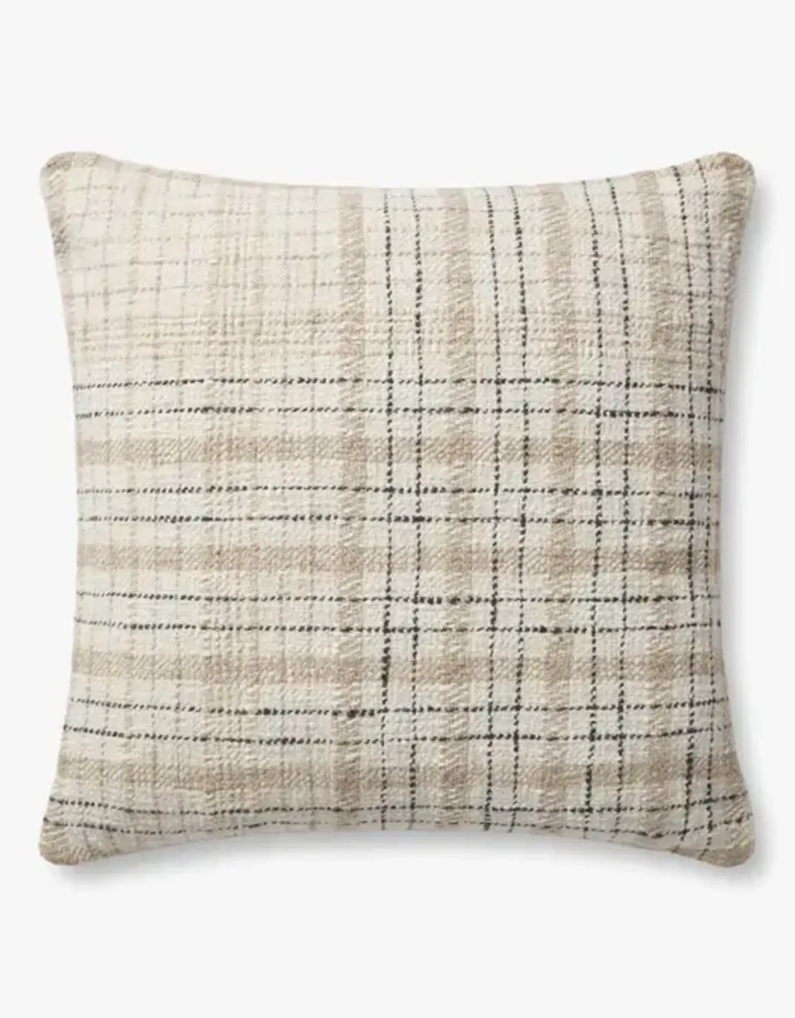 Chris Loves Julia × Loloi Beige/Black Pillow, 22x22