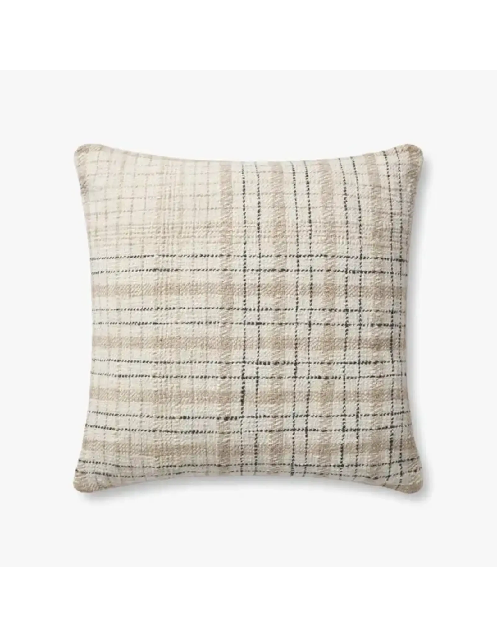 Chris Loves Julia × Loloi Beige/Black Pillow, 22x22