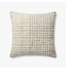 Chris Loves Julia × Loloi Beige/Black Pillow, 22x22
