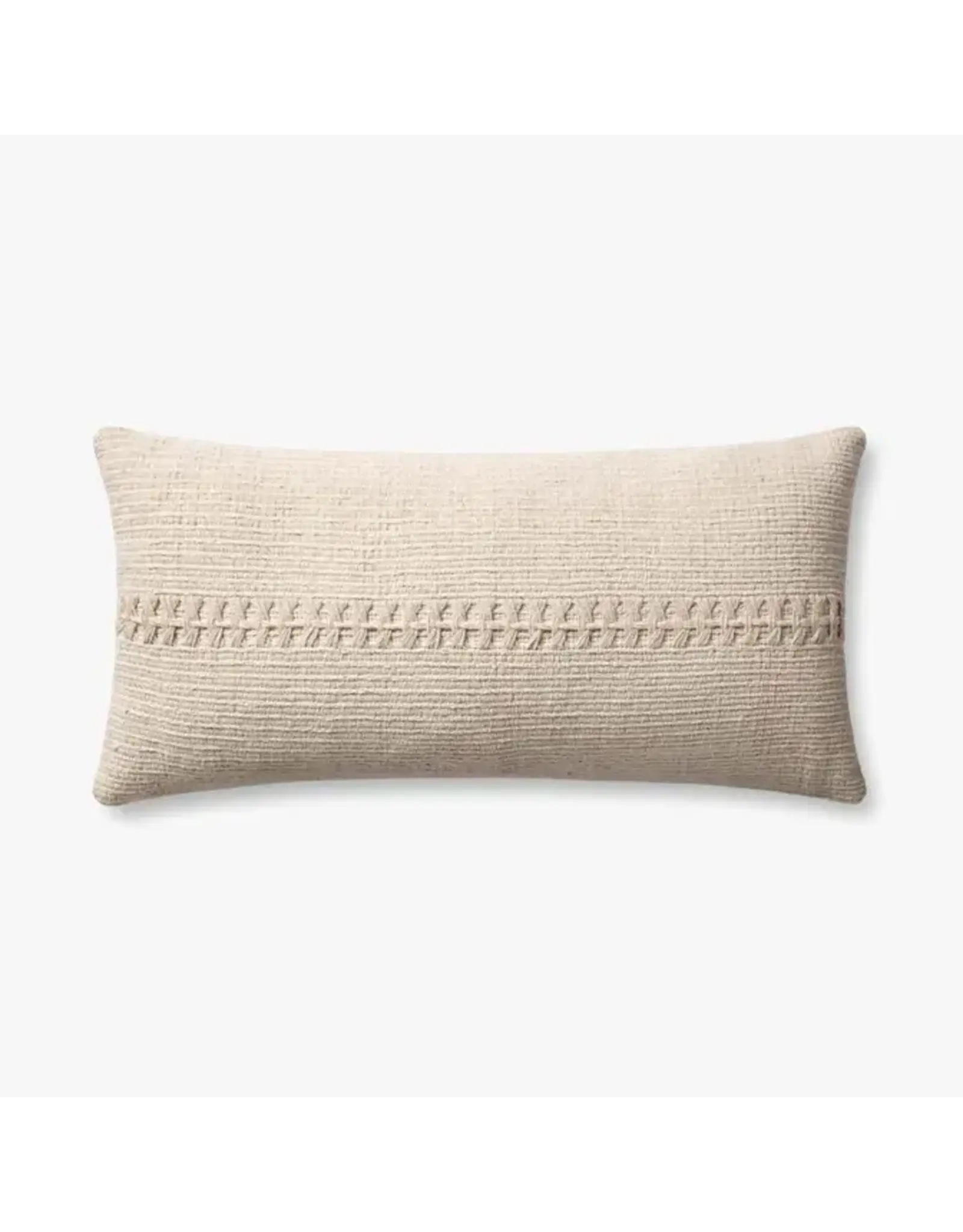 Chris Loves Julia × Loloi Ivory Pillow , 12x27