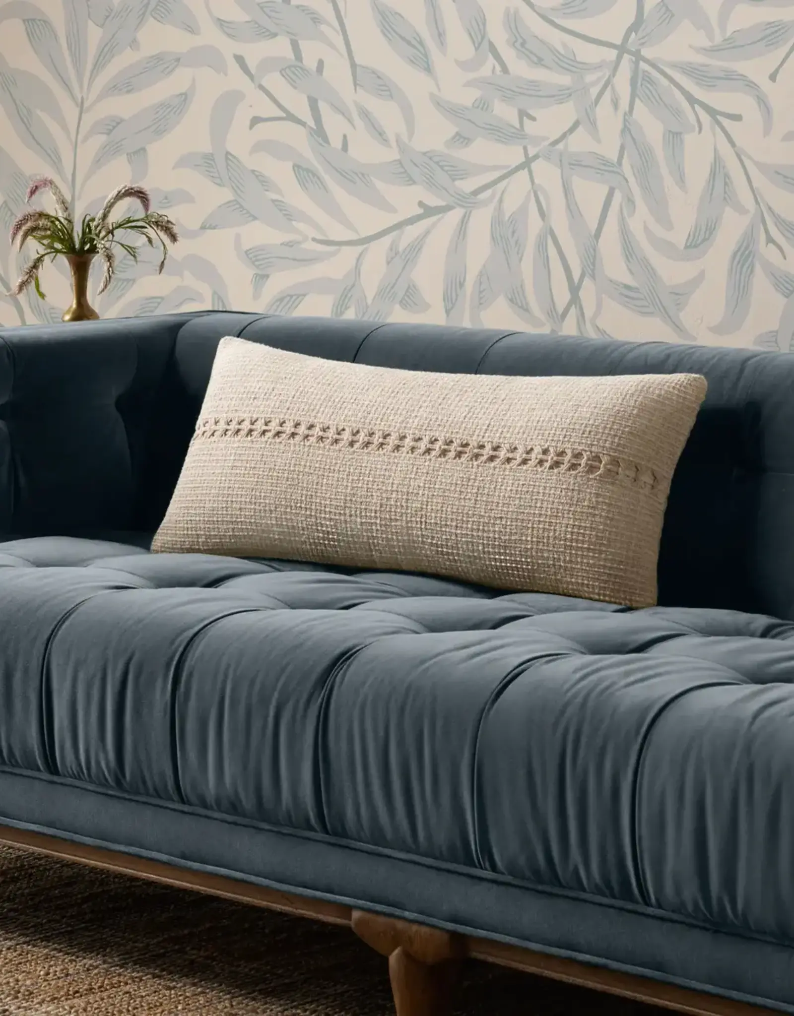 Chris Loves Julia × Loloi Ivory Pillow Case, 12x27