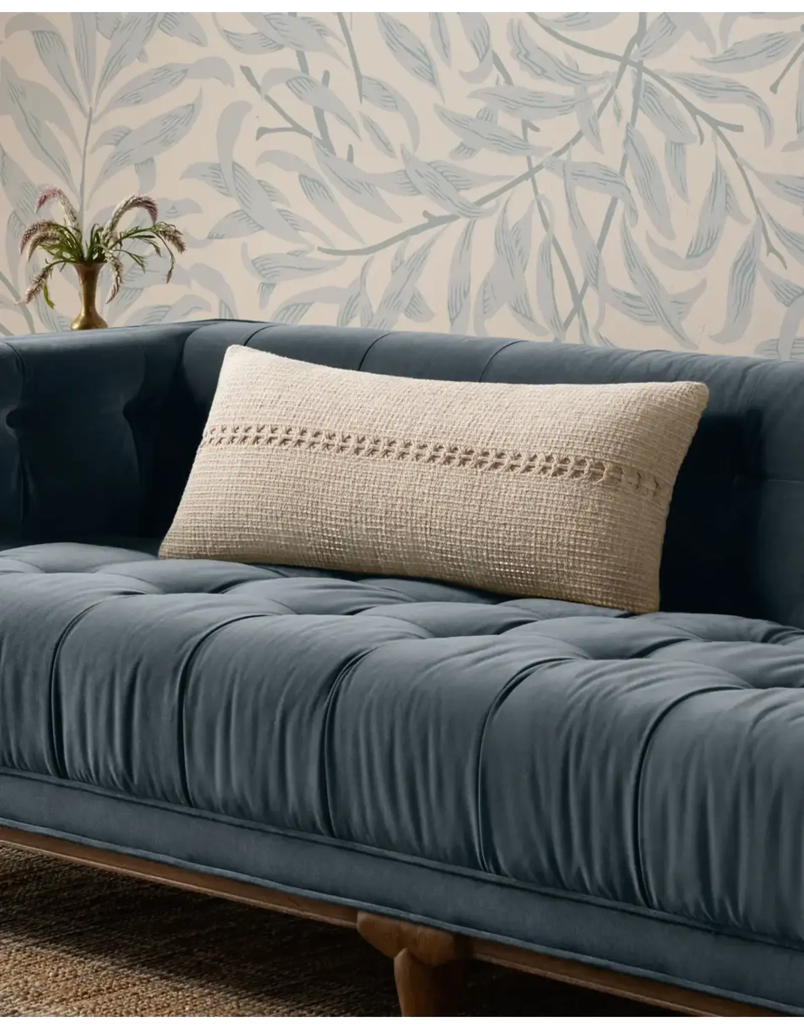 Chris Loves Julia × Loloi Ivory Pillow , 12x27