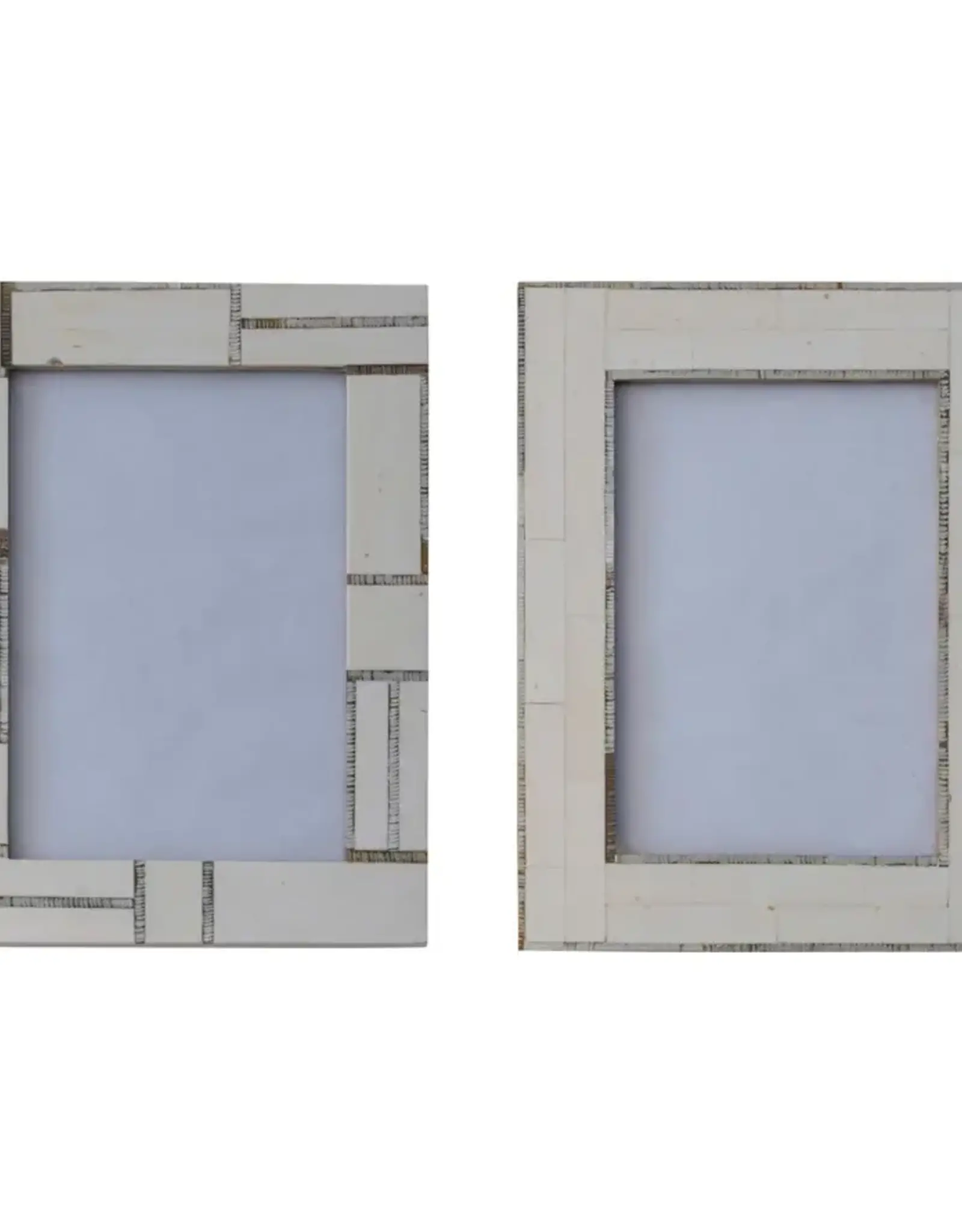 Resin Photo Frame w/ Horn Inlay, Ivory Color