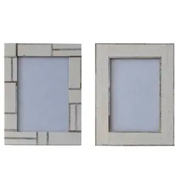 Resin Photo Frame w/ Horn Inlay, Ivory Color