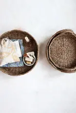 Decorative Braided Bankuan & Rattan Trays w/ Scalloped Edge & Handles