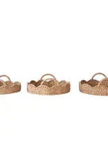 Decorative Braided Bankuan & Rattan Trays w/ Scalloped Edge & Handles