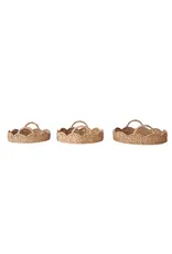 Decorative Braided Bankuan & Rattan Trays w/ Scalloped Edge & Handles