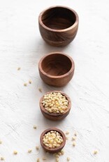 S/4 2 to 4" Round Acacia Wood Nesting Bowls, Espresso Finish
