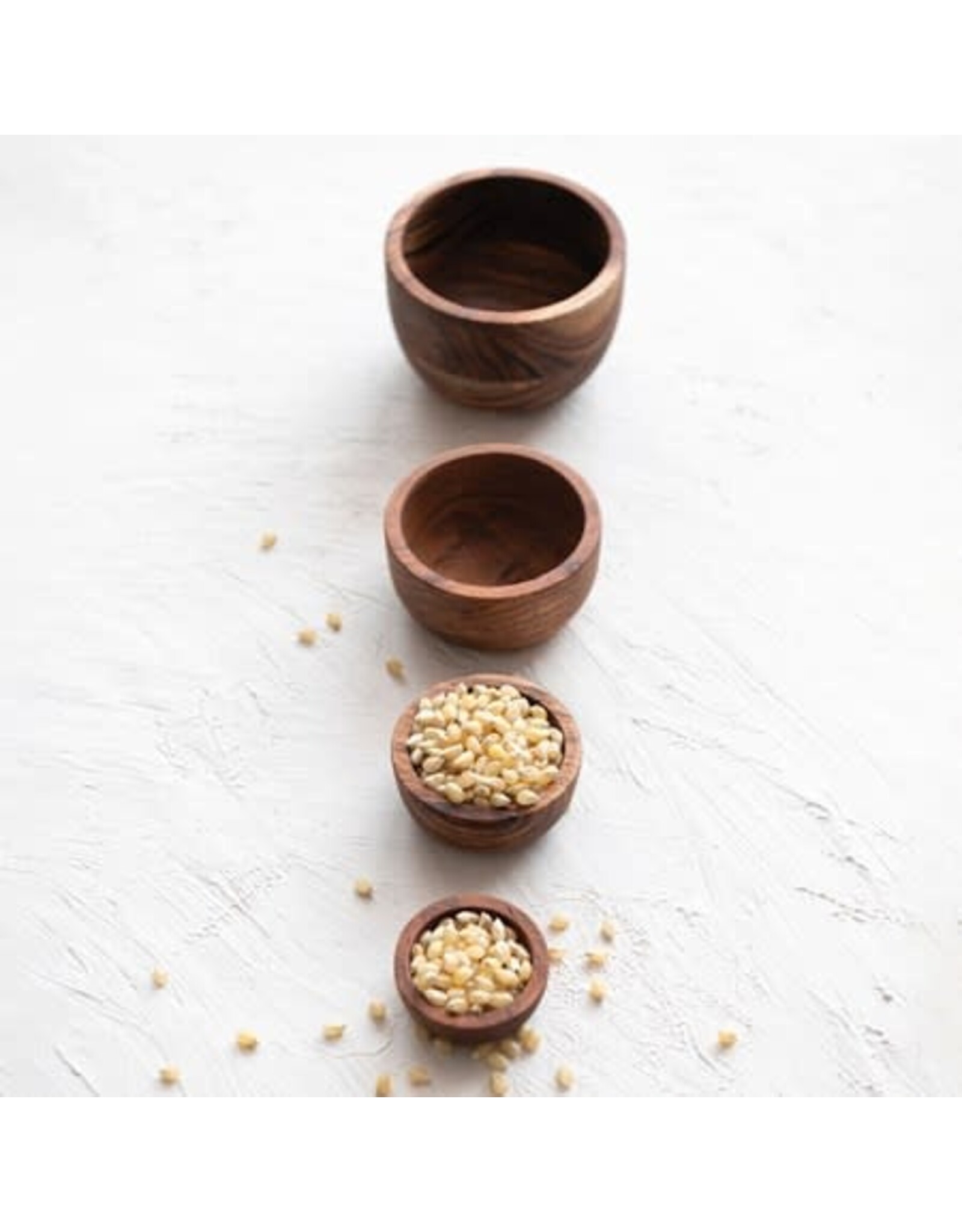 S/4 2 to 4" Round Acacia Wood Nesting Bowls, Espresso Finish