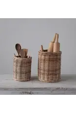 Hand-Woven Wicker Basket/Container, Set of 2