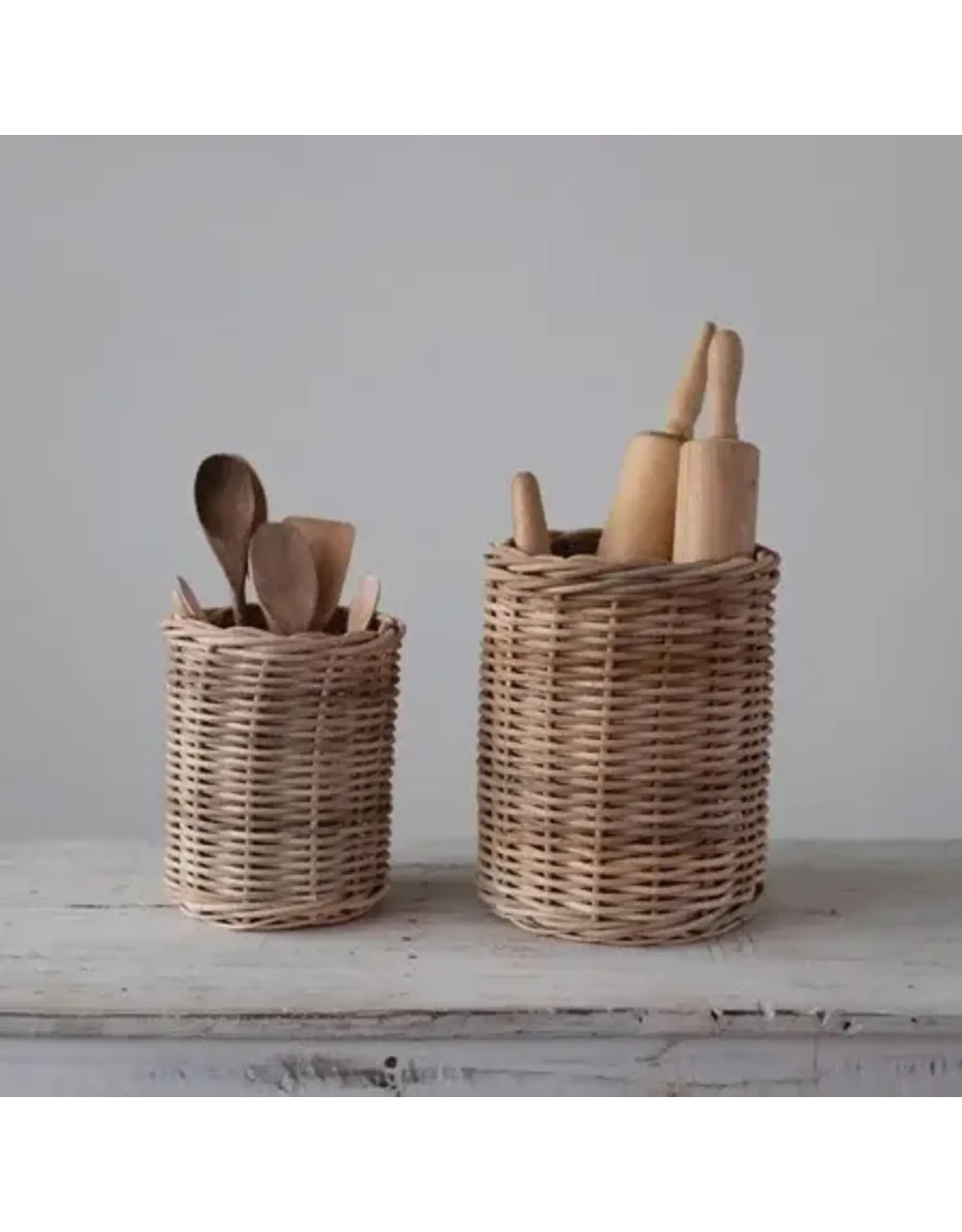 Hand-Woven Wicker Basket/Container, Set of 2