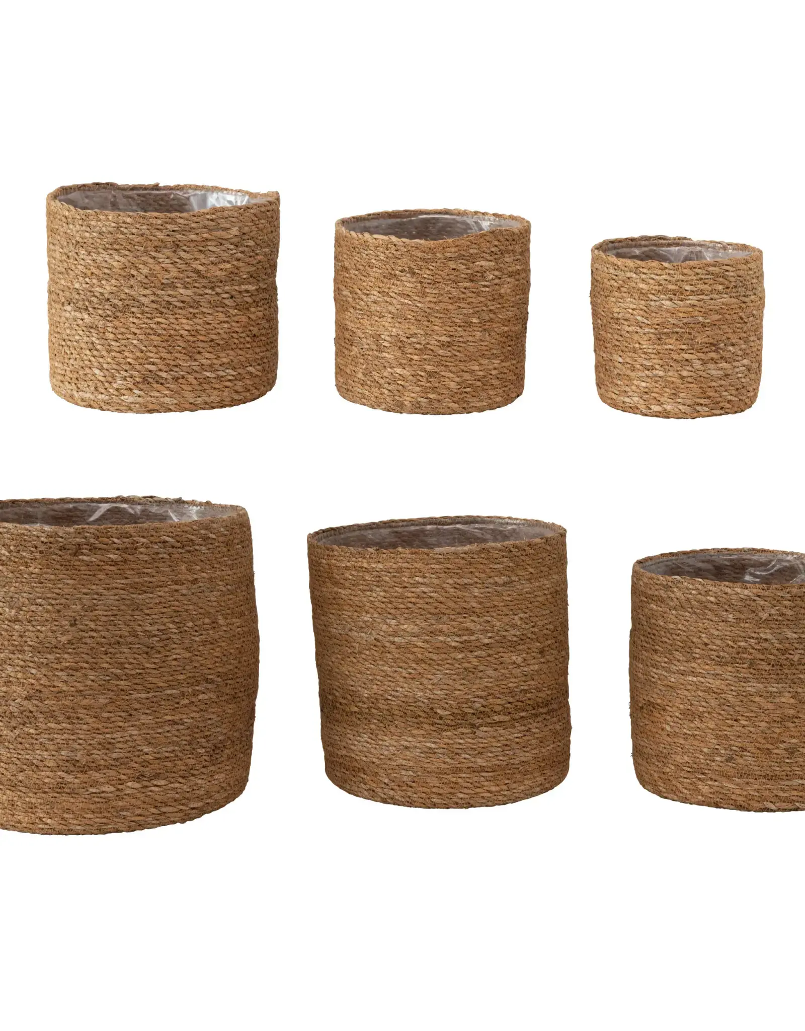 Hand-Woven Baskets with Plastic Lining