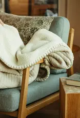 Kantha-Stitch Sherpa Throw, Natural
