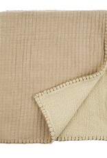 Kantha-Stitch Sherpa Throw, Natural