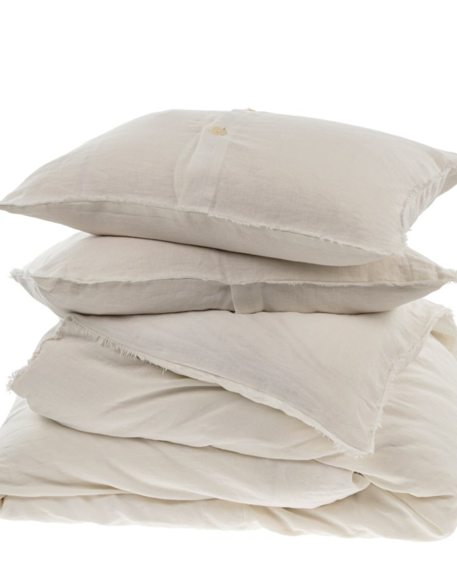 Lina Linen King Duvet Set, Ivory