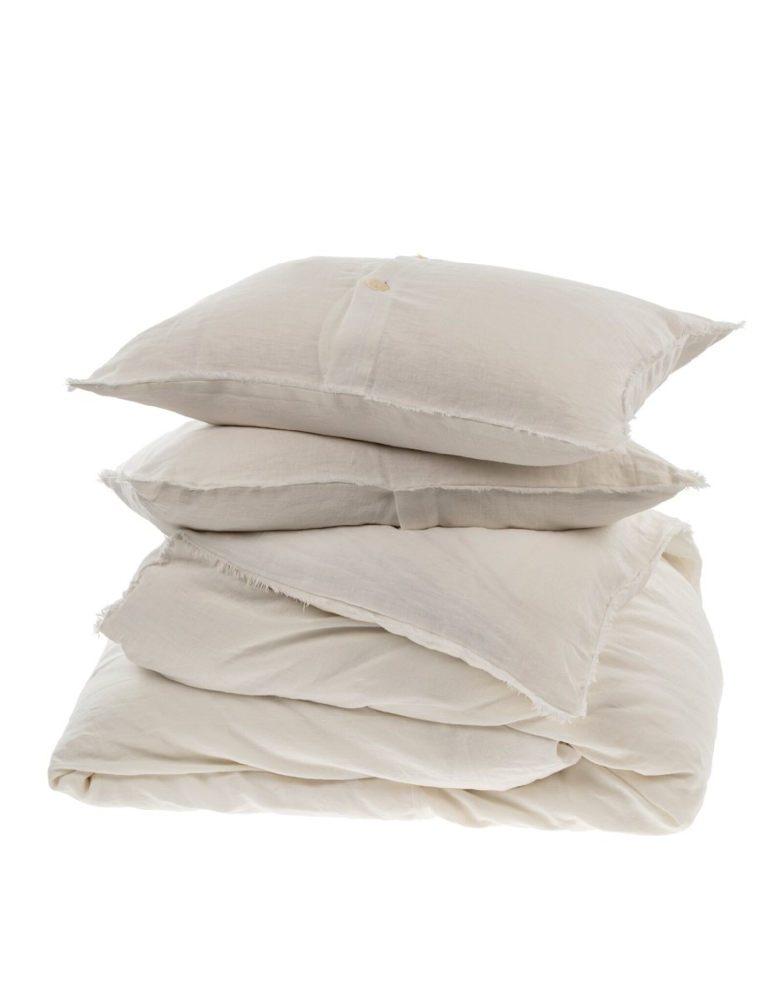 Lina Linen King Duvet Set, Ivory