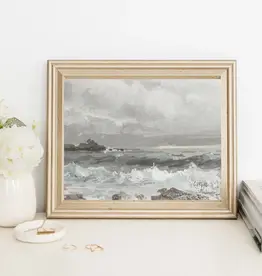 Black Framed Rolling Waves Vintage Art Print