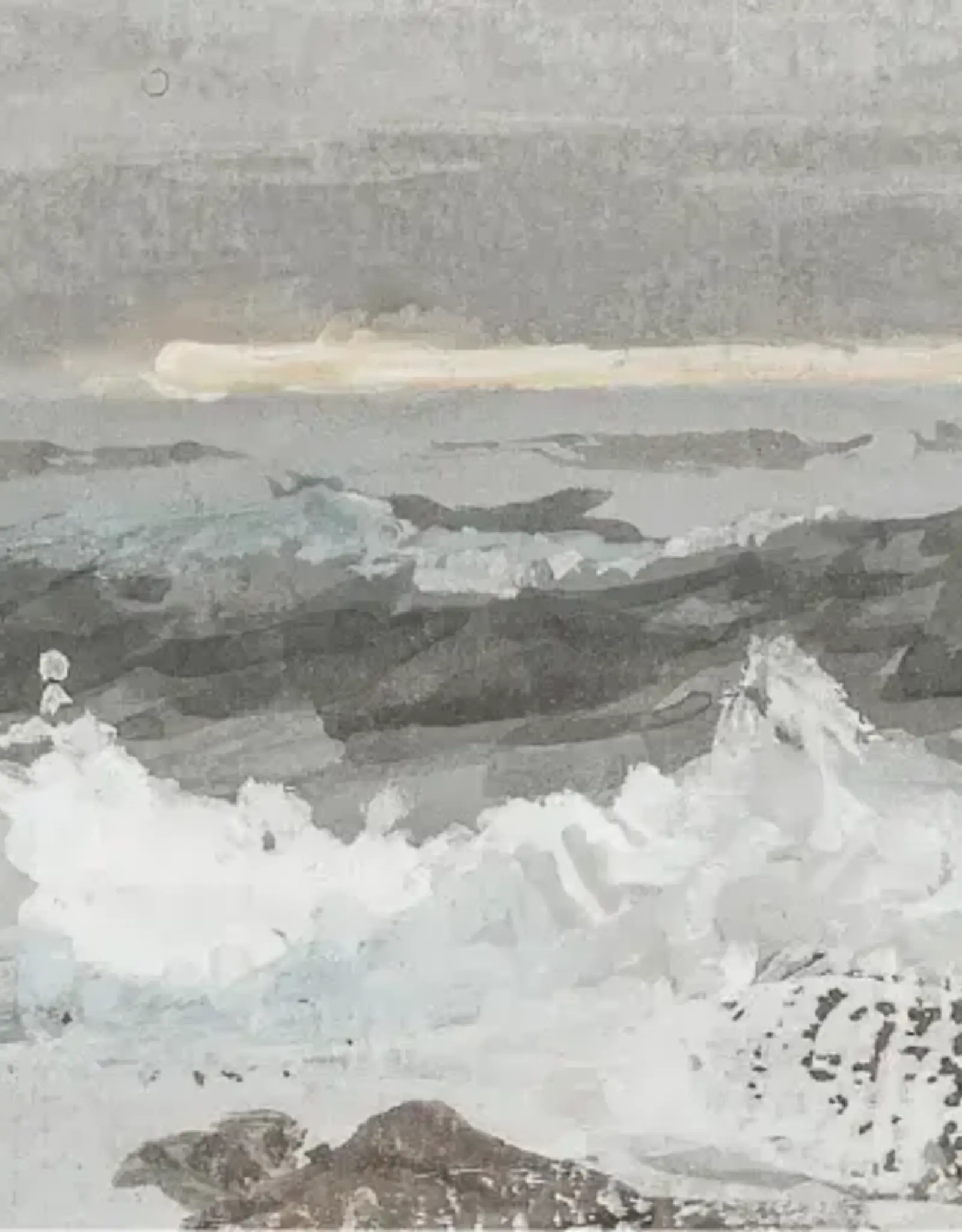Black Framed Rolling Waves Vintage Art Print