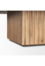 June Light Brown Wood w/ Fluting Square Coffee Table