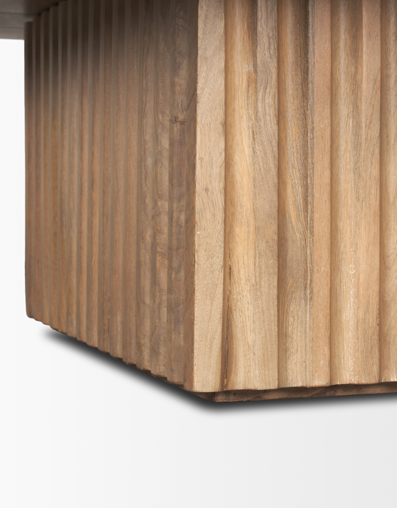 June Light Brown Wood w/ Fluting Square Coffee Table