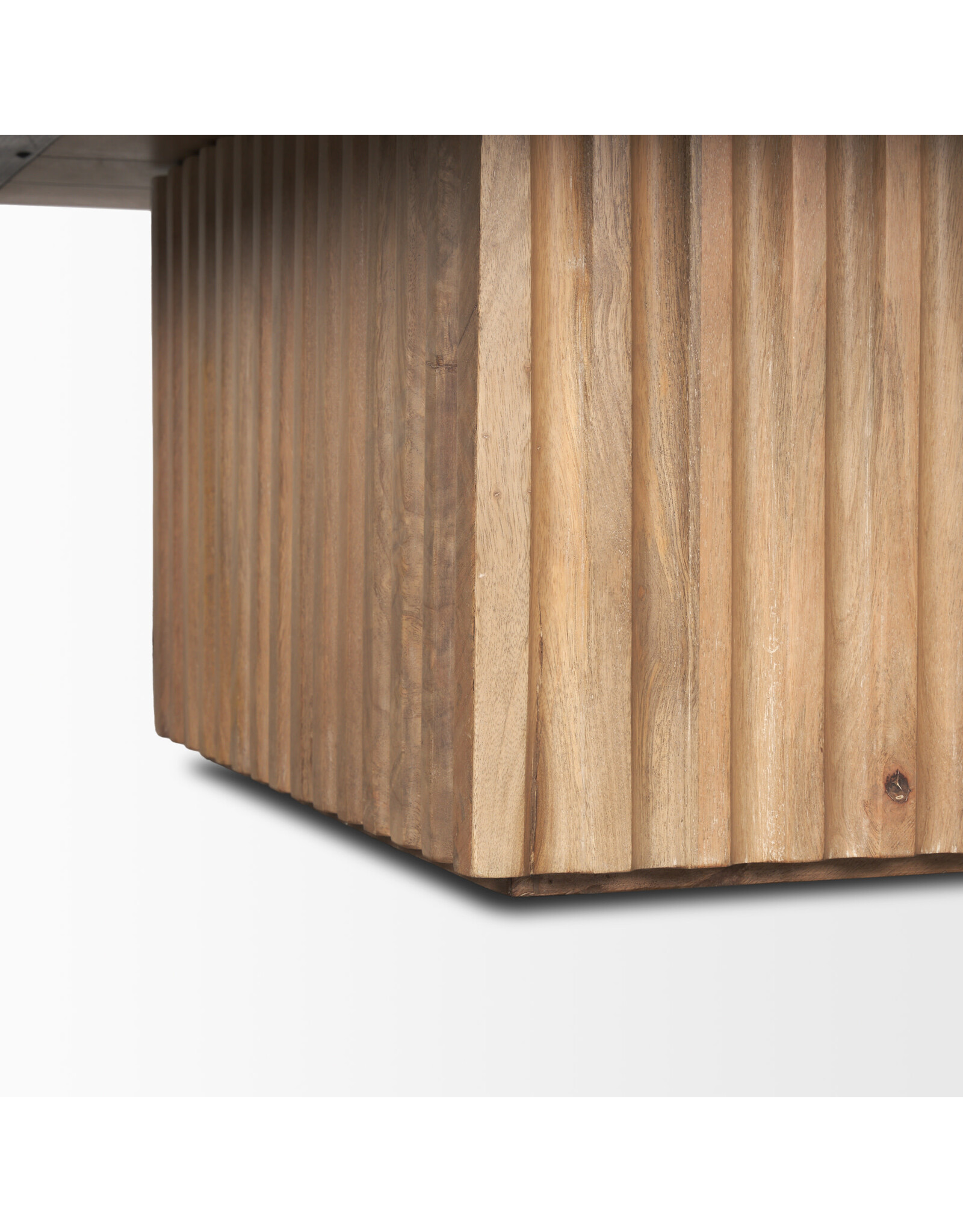 June Light Brown Wood w/ Fluting Square Coffee Table