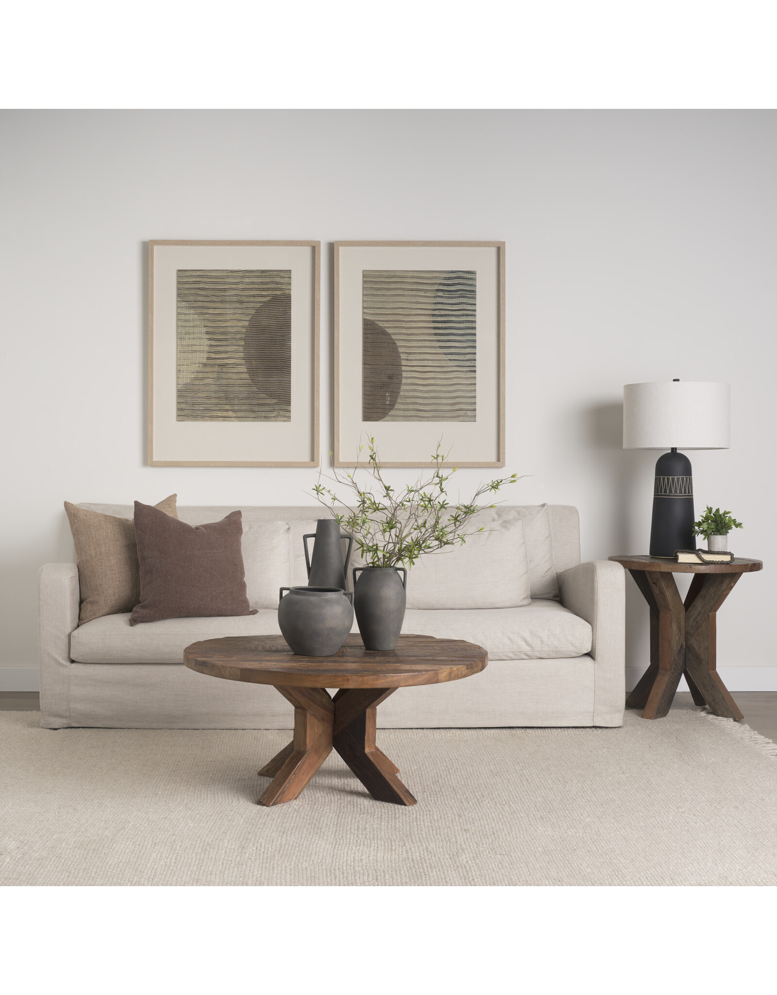 Kilian Tall Matte Brown-Gray Double Ear Vase