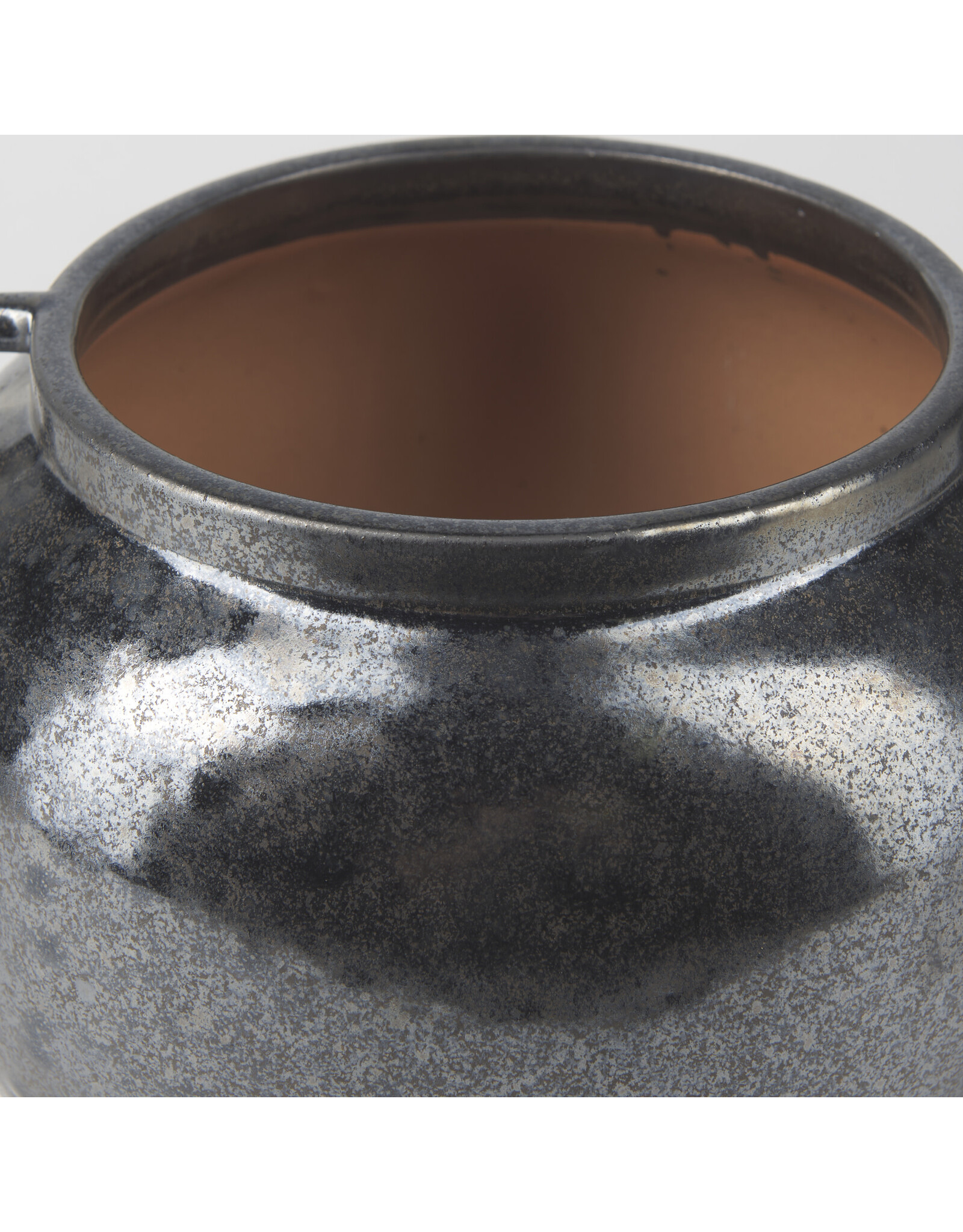 Kora Short Dark Metallic Double Ear Vase