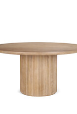Terra Light Brown Wood Round Fluted Dining Table