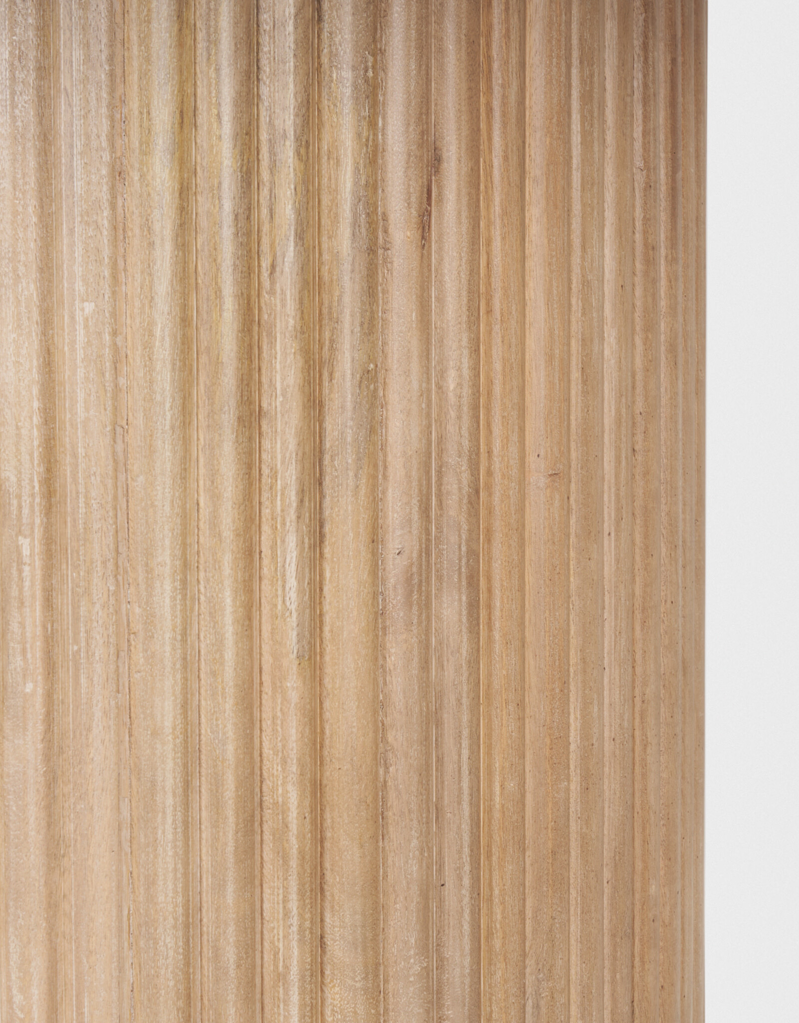 Terra Light Brown Wood Round Fluted Dining Table