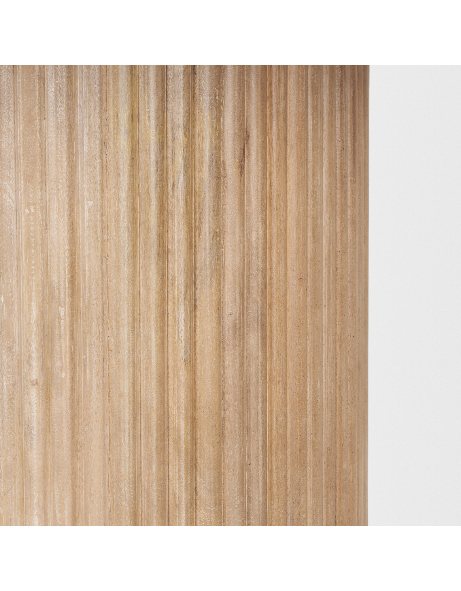 Terra Light Brown Wood Round Fluted Dining Table