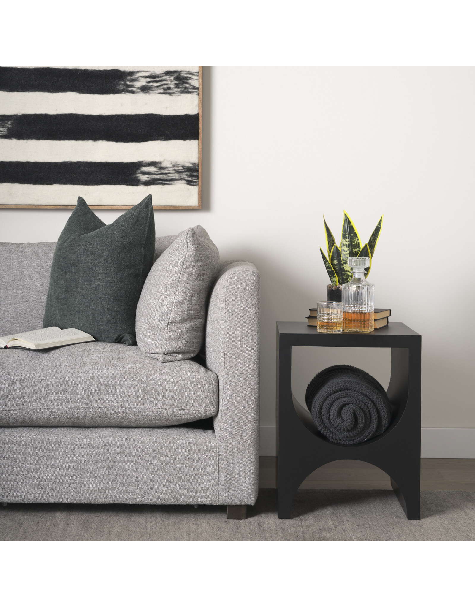 Sobi Matte Black Square Metal Side Table