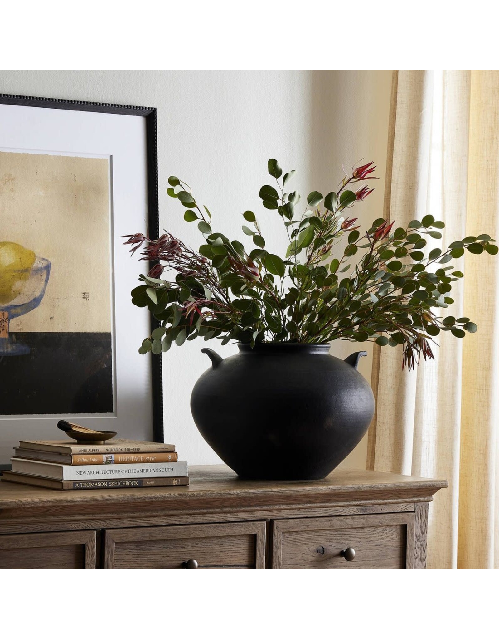 Civita Vase, Aged Black Terracotta