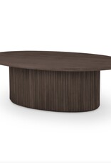 Terra Dark Brown Oval Fluted Coffee Table