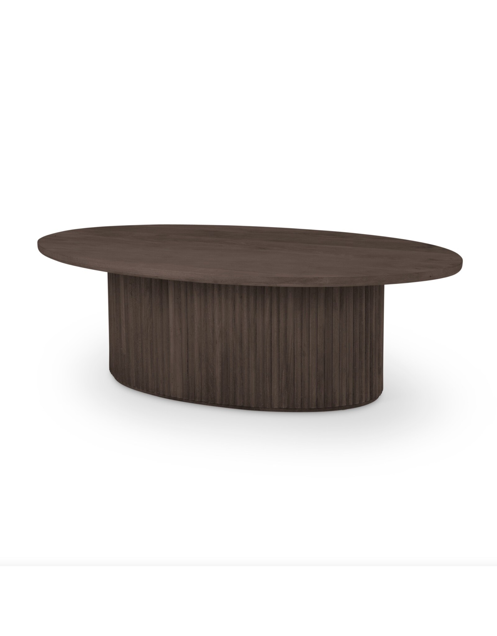 Terra Dark Brown Oval Fluted Coffee Table