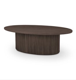 Terra Dark Brown Oval Fluted Coffee Table
