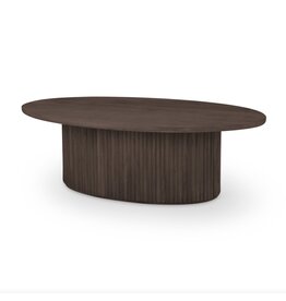 Terra Dark Brown Oval Fluted Coffee Table