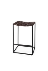 Clarissa Woven Brown Leather Counter Stool