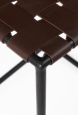 Clarissa Woven Brown Leather Counter Stool