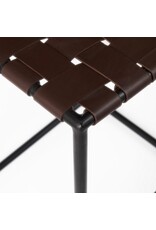 Clarissa Woven Brown Leather Counter Stool