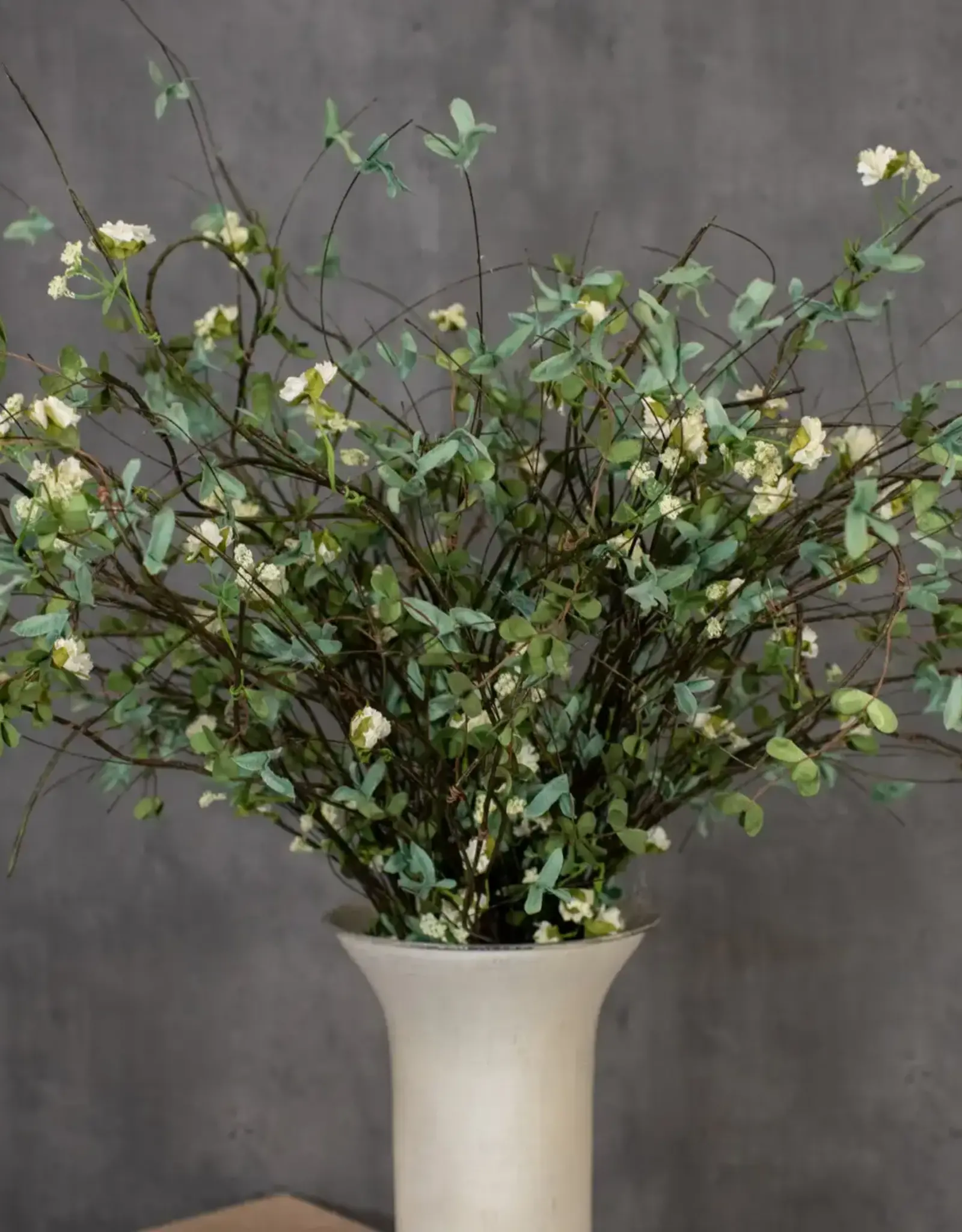 37" Boxwood and Cream Wildflower Bush