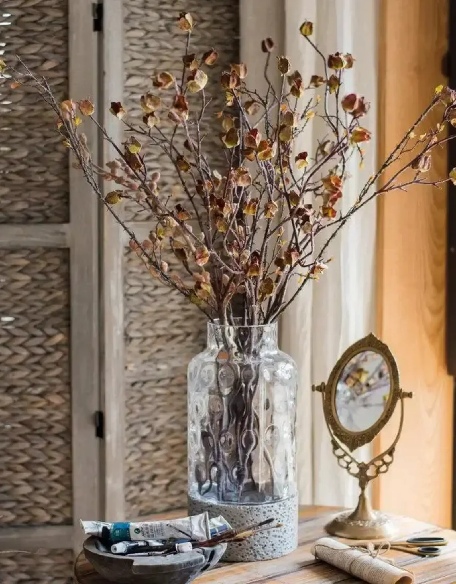 Artificial Dry Hibiscus Flower Stem, 35.4"