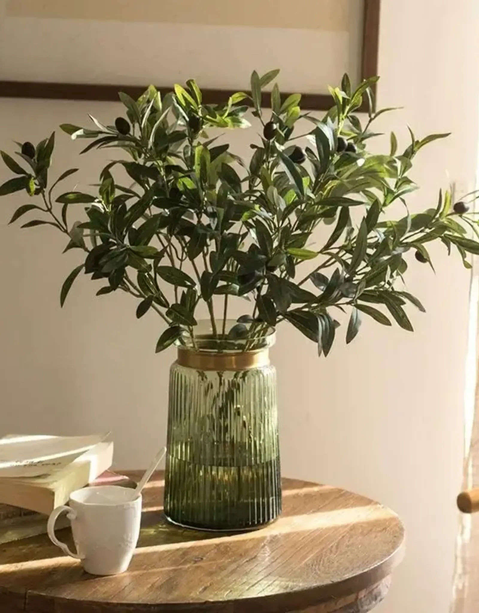 Artificial Fruit Faux Olive Stem 28" Tall